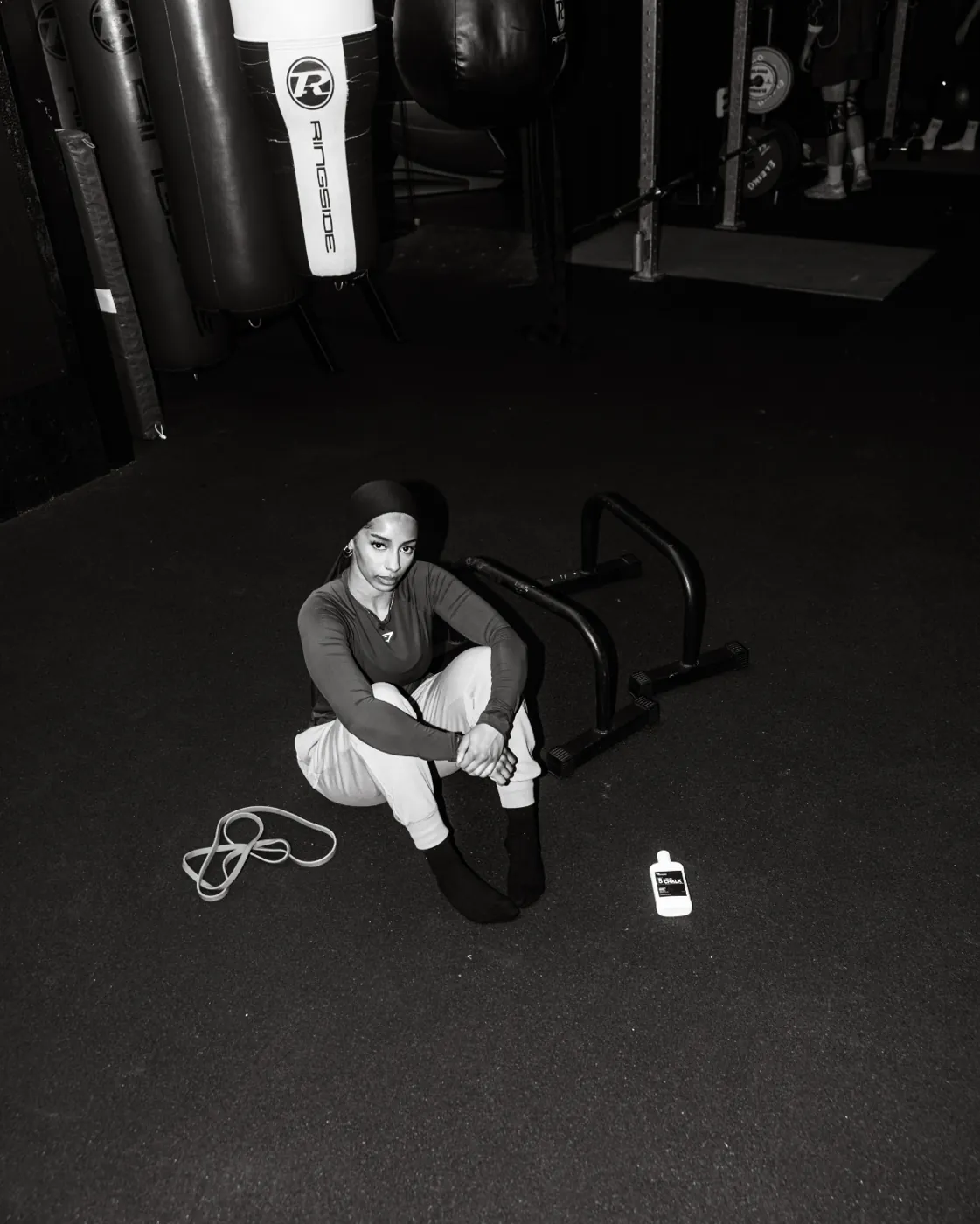 Reset on the gym floor with a skipping rope
